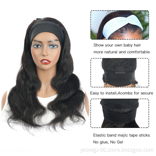 Cheap Wholesale Brazilian Human Hair Glueless Headband Wig Human Hair Body Wave Full Machine Made Non Lace Wigs For Black Women